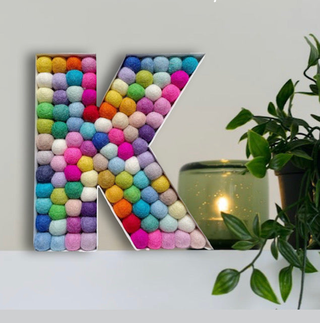 Wood Letters with Wool Felt Balls