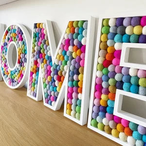 Wood Letters with Wool Felt Balls